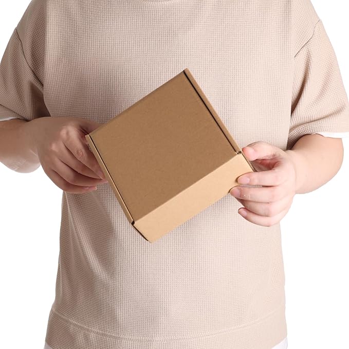 PHAREGE 6x6x2 inch Shipping Boxes Bulk 50 Pack Brown, Tab Lock Tuck Top Mailer Boxes for Packaging Small Business, Small Cardboard Gift Boxes for Wrapping Mailing Present
