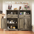 Floor Cabinet, Farmhouse Storage Cabinet with Barn Doors and Drawer, 11.81" D x 23.62" W x 39.37" H Grey Freestanding Adjustable Shelf Organizer for Bathroom, Kitchen, Living Room