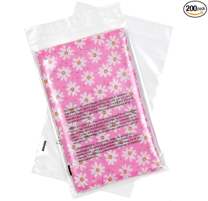 Retail Supply Co Poly Bags 5x7" - Extra Strong Seal - 200 Pack - Clear Bags with Suffocation Warning
