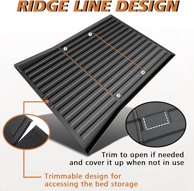TripleAliners Premium Extra Thick Truck Bed Mat Compatible with 2023 2024 2025 Tesla Cybertruck Accessories Vehicle Perfectly Flush All Weather Protection TPE Heavy Duty Pickup Car Bed Cargo Mat
