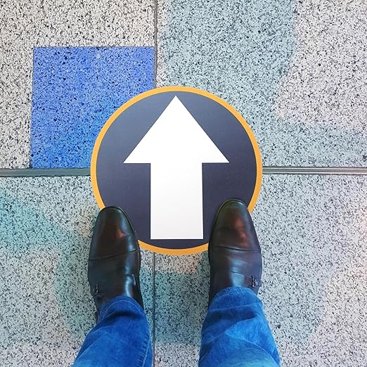5PCS Arrow Floor Stickers Removable Adhesive Directional Sign Floor Decal Waterproof Arrow Marking Vinyl Sign Non-Slip Removable Reusable Safe Road Instructions Sticker for Floors Wall Applications