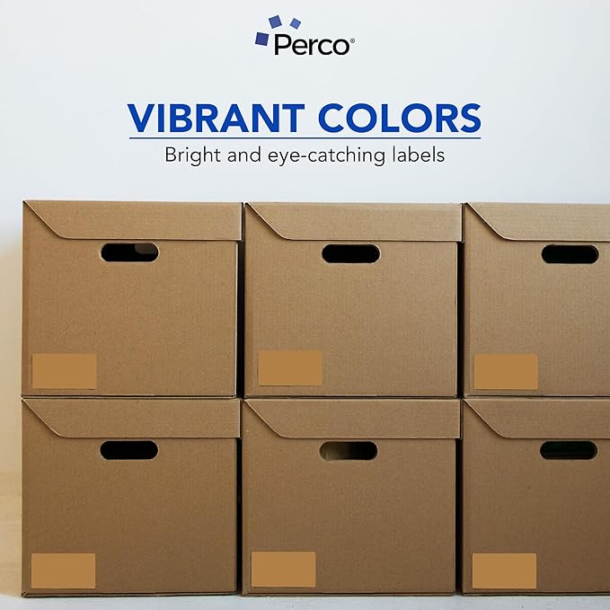 Perco Kraft Brown 3x5 Inch Perforated Sticker Labels — 150 Stickers/Roll — Natural, Cardboard-Like Surface with Permanent Adhesive for Product Labeling, Packaging, Crafting, DIY Projects — Made in USA