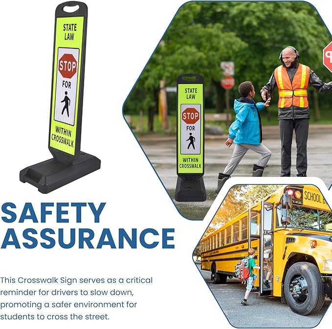 OrangeStar 43" Pedestrian Crossing and Stop Sign, 2-Pack Double-Sided Reflective Safety Signs with Water-Filled Base for School Zone, Traffic Control, Driveway