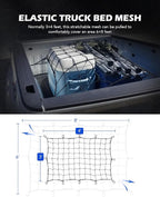Orion Motor Tech 3x4 ft Heavy Duty Cargo Net for Pickups SUVs Vans Semis, 6x8ft Max Bungee Cord Net for Truck Bed Roof Rack Trailer More with Handmade Knotting, 12 Carabiners, Storage Bag