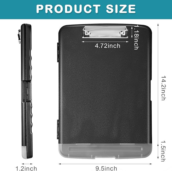 Epakh 4 Pcs Clipboard with Storage Plastic Nursing Clipboard with Pen Holder Folder Side Opening Storage with Low Profile Clip