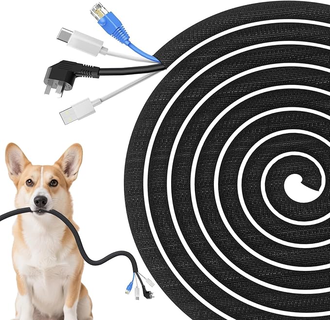Cord Protectors from Pets No Chew, Ultra Durable Wire Protector Cord Covers for Pets, Flexible Cable Sleeve Cord Management for TV/Computer/Electric Wires/Phone Charging Cables (3/8"-20Feet)
