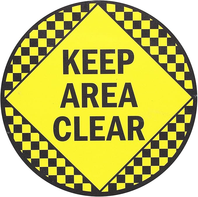 SmartSign - SF-0097-FO-17 "Keep Area Clear" Anti Slip Adhesive Floor Sign | 17" x 17" Black on Yellow