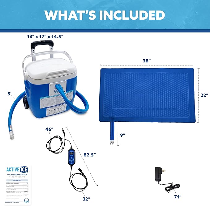 Polar Active Ice® 3.0 Cold Therapy Ice Machine System with Programmable Timer, 38"x22" Blanket Pad, 16 Quart Cooler, Quiet Pump, Strong Cryotherapy Pain Relief Treatment