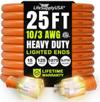 25ft Outdoor/Indoor Extension Cord 10/3 Gauge Ultra Heavy Duty 3 Prong SJTW, Waterproof, ETL Listed, Flexible Cold-Resistant Long Power Cord,15A 125V 1875W, Orange by LifeSupplyUSA