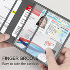Car Registration and Insurance Holder, Premium PU Leather Vehicle Glove Box Car Organizer Men Women Wallet Accessories Case for ID, Driver's License - Grey