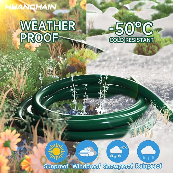 HUANCHAIN Indoor Outdoor Green Extension Cord 50 ft Waterproof, 16/3 Gauge Flexible Cold-Resistant Appliance Extension Cord Outside, 13A 1625W 16AWG SJTW, 3 Prong Electric Cable, ETL
