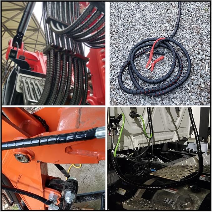 Spiral Wrap Hose Cable Protector - 1.25" OD x 20' Pre-Cut Lengths-Safe Hose Protector to Avoid Wear and Extend Life for Hydraulic Pneumatic Hoses