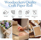 Woodpeckers Brown Kraft Paper Roll 30 inch Wide, 1200 inch Long, 1 Roll, Jumbo Roll for Eco Friendly Christmas Gift Wrapping Paper and Packing Paper