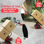 RedSwing Stair Climbing Hand Truck - 330lb Heavy Duty 6-Wheel Dolly Cart, Adjustable Telescoping Handle, Thickened Stair Climber Dolly for Moving Furniture, Appliances, Boxes, Home & Warehouse Use