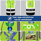 BeautyWill Custom Safety Vest Customized Logo Class 2 High Visibility Reflective Vest with Pockets Construction workwear