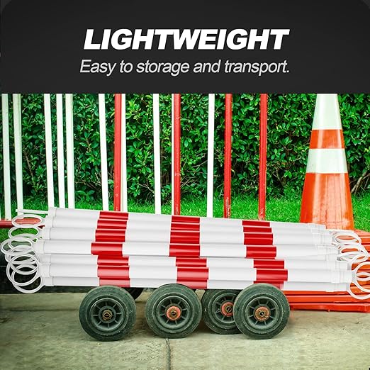 RoadHero 6 Pack 4 FT to 6.9 FT Retractable Cone Bar, Expandable Traffic Cone Bars for Parking Lots, Extendable Barricade for Road Construction, White and Red, Cone Not Included