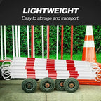 RoadHero 40 Pack 4 FT to 6.9 FT Retractable Cone Bar, Expandable Traffic Cone Bars for Parking Lots, Extendable Barricade for Road Construction, White and Red, Cone Not Included