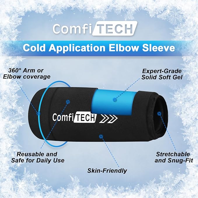 ComfiTECH Elbow Knee Ice Pack Wrap Sleeve, Multi-Use Ice Pack for Knee, Calf, Thigh, Flexible Ice Sleeve for Leg Discomforts, Muscle Relaxation, X-Large