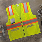 Security Vest for Security Guard, Hi Vis Safety Vest for Men Women,High Visibility Mesh Work Vest with Reflective Strips, ANSI Compliant, Yellow, S