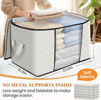Fab totes 24 Gallons Clothes Storage, Foldable Thick Fabric Blanket Storage Bags, Containers for Organizing Bedroom, Closet, Clothing, Comforter, Organization with Handle (10 Pack,Ivory)
