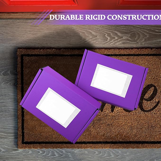 Spakon 50 Packs Shipping Boxes Cardboard Corrugated Mailer Packaging Boxes for Small Business Cute Small Box Cardboard Carton Box Mailers for Packaging Product(Purple,6 x 4 x 1.6 Inches)