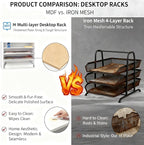 EMERIT 4-Tier Adjustable Paper Organizer, Large Capacity Desktop Organzier for Textbooks/Magazines/Office Files, Wooden Dividers, 7 lbs per Shelf, White