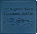 Car Registration and Insurance Holder, Premium PU Leather Vehicle Glove Box Car Organizer Men Women Wallet Accessories Case for ID, Driver's License - Blue