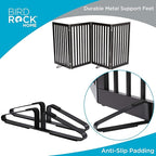 INTERNET'S BEST Dog Gate with Support Feet, Indoor Freestanding Pet Barrier, Folding Wood Cat or Dog Fence, Extra Wide Doorway Puppy Gates, 4 Panel - 36", Espresso