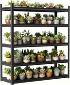 Garage Shelves,14-48''W Heavy-Duty Storage Shelves, Double-Layer Uprights, Thickened Shelves, Waterproof &Rustproof, Suitable for Indoor & Outdoor Use. (BLACK, 5TIER 45''W*16''D*72''H, 5-TIER)
