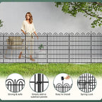 10 Panels Tall Garden Animal Barrier Fence with Gate, 42 in(H) X 24.5 ft(L) No Dig Decorative Garden Fence Outdoor for Yard, Heavy Duty Rustproof Metal Edging Border for Dog, Rabbits