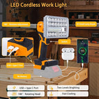 【36w・6500k】 Cordless LED Work Light Compatible with Makita 18V Battery, Portable Compact Flood Light Flashlight with USB/Type C Charging for Emergencie, Construction, Job Site(Bare Tool Only)