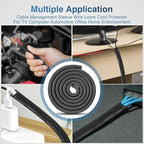 Nilight Cable Sleeve, 25ft-1/2inch Cord Management Sleeves, Braided Sleeving, Split Self Wrapping Wire Loom for Computer Electrical Automotive Harness Protector Organizer, Black