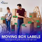 Perco Green 3x5 Inch Perforated Sticker Labels — 150 Stickers Per Roll — with Permanent Adhesive for Inventory Management, Color Coding, Moving Boxes, Retail, Organizing, Crafting & More — Made in USA