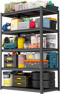 72"H Storage Shelves 5 Tier Garage Shelving Unit 3000LBS Metal Shelving Heavy Duty Adjustable storage rack for Basement, Warehouse, Pantry, Closet, Kitchen 72" H x 39.4" W x 19.7" D, Black
