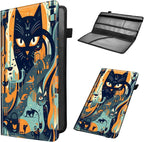 Car Registration and Insurance Holder, Leather Car Glove Box Organizer, Cool Car Accessories for ID, Driver's License Cards & Essential Document,business cards,Men&Women,Black Cat