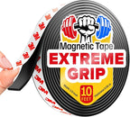 Super Sticky Magnetic Tape (10 feet x 1/2 inch) - Stong Magnet Strip with Adhesive Backing for DIY & Crafts - Easy to Cut and Mount on Fridges, Whiteboards & More