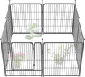 FXW Garden Fence Outdoor for The Yard – 32in(H) x 18.2ft(L) Heavy Duty Metal Animal Barrier for Dog and Rabbit, Decorative Dog Fence, 8 Panels, Silver