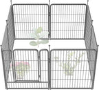 FXW Garden Fence Outdoor for The Yard – 32in(H) x 18.2ft(L) Heavy Duty Metal Animal Barrier for Dog and Rabbit, Decorative Dog Fence, 8 Panels, Silver
