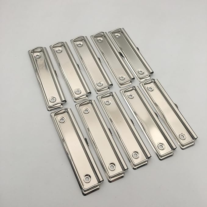 Shuokecrafts10 Pack Metal Clipboard Clips with Rubber Grips and Hanging Hole (12cm with Hook)