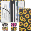 Premium Car Registration & Insurance Card Holder with Magnetic Shut, Vehicle Glove Box Car Organizer - For Documents, Cards, License (Sunflower B)