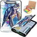 Heavy Duty Plastic Clipboard with Storage & Pen Holder, Low Profile Clip - Blue Turtle
