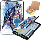 Heavy Duty Plastic Clipboard with Storage & Pen Holder, Low Profile Clip - Blue Turtle