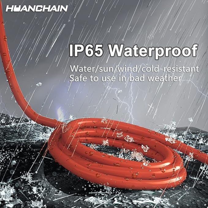 huanchain 75 Foot 16/3 Gauge Outdoor Extension Cord Waterproof, Flexible Cold-Resistant Appliance Extension Cable Outside, 10A 1250W 16AWG SJTW, 3 Prong Electric Cord Orange, ETL
