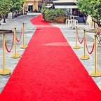 Red Carpet Poles and Ropes Set: 8pcs Gold Stanchion Posts and 4pcs Velvet Ropes for Weddings, Events, VIP Entrance & Party - Crowd Control Rope Safety Barriers with Stand