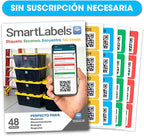 SmartLabels – Etiquetas QR en Español | Paquete de 48 | Etiquetas QR Multicolor | Calcomanías con App para Inventario Fácil, Organización de Bodegas o Etiquetas de Mudanza