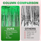 3 Pack 3.3x8.2 Feet Green Foil Fringe Backdrop Curtains, Tinsel Streamers Birthday Party Decorations, Fringe Backdrop for Graduation, Baby Shower, Gender Reveal, Disco Party