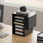 Literature Organization Paper Storage Slot, Office Desk File Organizer, Desktop Wood Mailbox For Teacher Classroom, 6 Tier Adjustable Countertop Mail Sorter, Mailboxes With Name Slots, Black