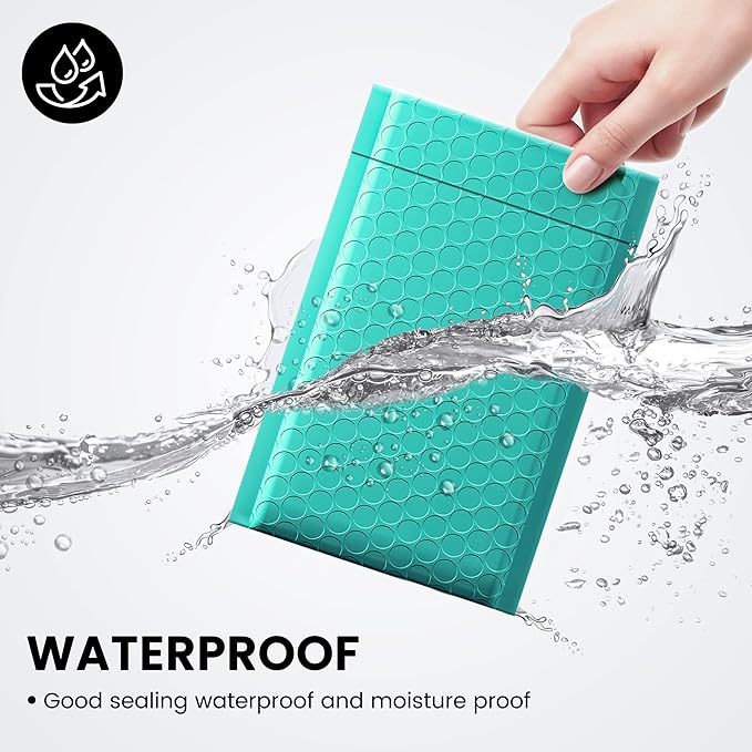 Fuxury Bubble Mailers 4x8 Inch Teal 200 Pack Padded Envelopes Usable Size 4x7" Thick Mailing Envelopes Bubble Opaque Padded Mailers Shipping Bags for Mailing Jewelry Makeup Small Business#000