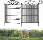 5 Panels No Dig Tall Garden Fence with Gate – 34" H X 11' L Rustproof Metal Dog Fence Outdoor for Yard, Decorative Animal Barrier Fence for Pet, Garden Border, Patio, Flower | Temporary Fencing