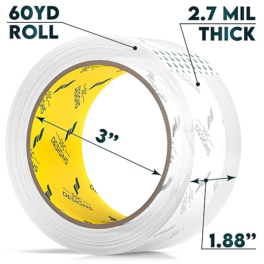 Packing Tape Clear Packaging Tape Heavy Duty Strong Shipping Refills Dispenser Transparent Thick Moving Supplies Mailing Box Sealing Office Storage Home - 60 Yds x 1.88" Wide x 2.7 Mil Thick 36 Rolls